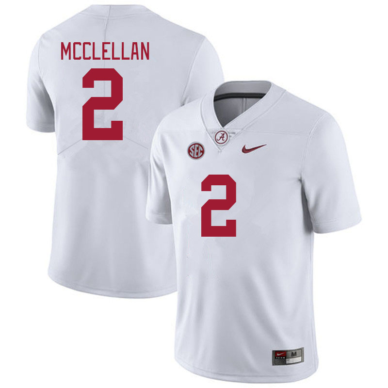 Men #2 Jase McClellan Alabama Crimson Tide College Footabll Jerseys Stitched-White